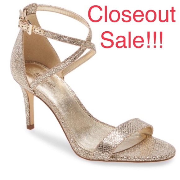 NIB Michael Kors MICHAEL Ava Mid Sandal Glitter Mesh - Picture 1 of 7